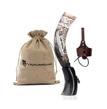 Authentic Handmade Viking Drinking Horn - Medieval Norse Ale Drinking Mug For... picture