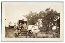 1908 Man Riding Horse And Buggy Glenwood Minnesota MN RPPC Photo Postcard picture