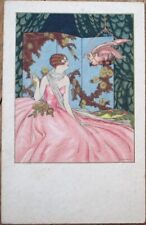 Art Deco, Parrot Cockatoo and Woman 1930 Italian Postcard D Gobbi, Artist-Signed picture