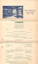 1909 Dinner Menu from The De Soto Savannah Hotel Company Georgia Folded picture