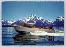Boating on Jackson Lake Grand Teton National Park Wyoming 4x6 Postcard 1596 picture