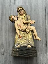 Vtg Hand Carved Wood STATUE Mary Christ Jesus Hand Carved 18th Century 24” RARE picture