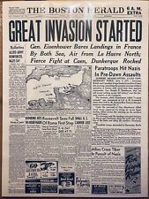 VINTAGE NEWSPAPER HEADLINE~WORLD WAR 2  FRANCE ARMY D-DAY INVASION WWII 1944 picture