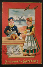 1918 Children w/ Pumpkin Halloween Greetings Postcard Vancouver, BC to Napa, CA picture