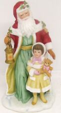 Vintage 1995 Avon Collectible 7.5” Christmas Santa Figure W/ Little Girl picture