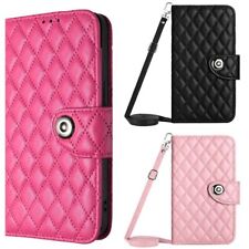 Crossbody Grid Leather Wallet Phone Case For iPhone 15 14 13 12 11 Pro Max 8 picture