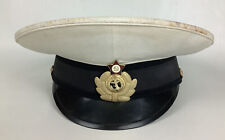 Vintage Soviet Navy Officer Summer White Visor Cap with Original Cap Badge picture