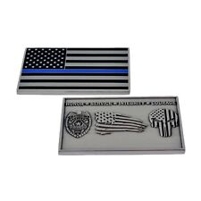 Thin Blue Line Flag Challenge Coin Police Narco Ranger Tattered Flag Punisher picture