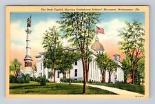 Montgomery AL- Alabama, State Capitol, Monument, Antique, Vintage c1939 Postcard picture