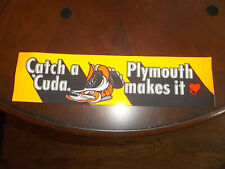 vintage 1970's plymouth barracuda nos bumper sticker catch a cuda picture