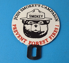Vintage Smokey Bear Sign Topper - Gas Car Porcelain License Plate Topper picture