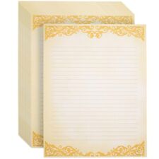48-Pack Vintage-Style Stationery Paper Classic Gold Border Old Fashioned 8.5x11