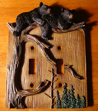 BLACK BEAR CUB DOUBLE TOGGLE LIGHT SWITCH WALL PLATE COVER Cabin Lodge Decor NEW picture