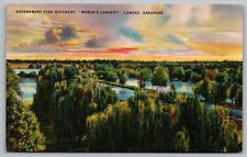 Government Fish Hatchery Words Largest Lonoke Arkansas Linen Postcard picture