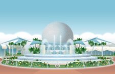 Epcot Spaceship Earth Globe Fountains Poster Print Walt Disney World picture