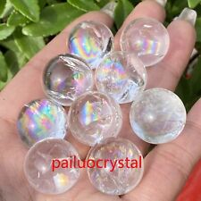 5pcs Natural White Crystal Sphere Rainbow Crystal Ball Reiki Healing Gem 18mm+ picture