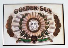 VINTAGE GOLDEN SUN CIGAR BOX LABEL LITHOGRAPH PRINT EPHEREMA MAN CAVE BAR DECOR picture