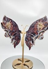 Mexican Agate Butterfly Wings And Stand, Crazy Lace Agate, Gemstone Wings picture