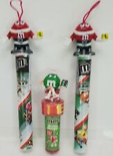 MARS M&M'S Christmas Sticker Stamper Green and 2 Red Candy Containers 2011 picture
