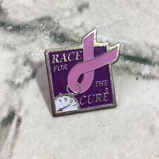 Race For The Cure Lapel Pin Pink Ribbon Heart Clock Small 1” picture