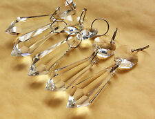 30PCS CLEAR CHANDELIER GLASS CRYSTALS LAMP PRISMS PARTS TEARDROP SILVER RINGS picture
