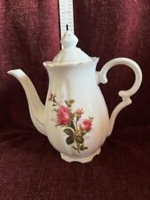 Vintage Fred Roberts Red Rose China Large & Smaller Tea Pots picture