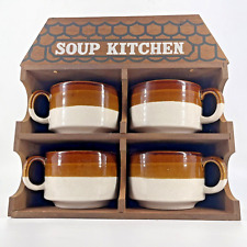 Vintage Soup Kitchen Set Wall Mounted Mug Holder Stoneware Cottage Granny Core 4 picture