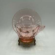 Jeannette Glass Pink Hex Optic Cup and Saucer, Depression Glass picture