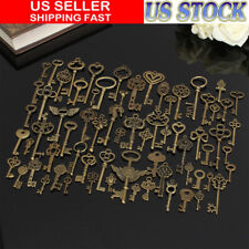 69PCS Vintage Large Skeleton Keys Antique Old Bronze Crown Bow Pendants US STOCK picture