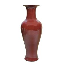 Burgundy Red Handmade Large Tall Simple Slim Line Vase n410 picture
