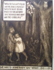 Halloween Postcard Boogie-Man Gobelins Fantasy Owl Sepia Scared Children Woods picture