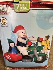 Gemmy 7ft Lighted Snowman on Motorcycle Airblown Inflatable Christmas picture