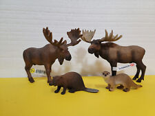 SCHLEICH LOT 4 MOOSE BEAVER OTTER FOREST Wildlife Animal Figure picture
