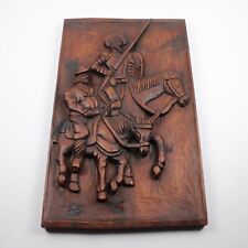 Vintage Old Large Carved Wooden Don Quixote & Sancho Panza Hanging Wall Decor picture