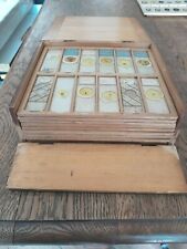 144 mixed Antique microscope slides  in box 1800's 1900's  picture
