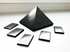 Shungite Pyramid 50 mm + Shungite Plate for Phone Sticker (5 pcs) EMF Protection picture