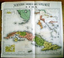 1898 MAP OF CUBA ~SCIENTIFIC AMERICAN NAVY SUPPLEMENT ~ COLTON, OHMAN ~ S.A. WAR picture