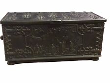 Vintage Denmark Bronze Iron Art Casket Treasure Box Danish Battle Of Estonia picture