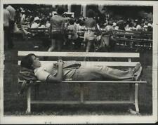 1979 Press Photo New York State Fair Visitor Naps on Empire Court Bench picture