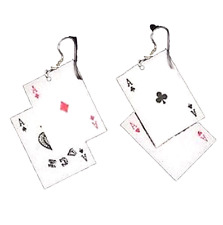Funky ACES PLAYING CARD EARRINGS Punk Poker Hand Game Casino Fun Costume Jewelry picture