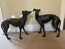 Pair Of Dog Statues, Greyhound Brass Statue Metal Vintage Decor picture