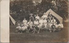 RPPC Postcard Group Teens in Costumes Outside Tent Summer Camp?  #1 picture