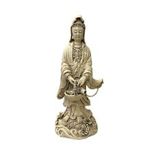 Small Vintage Finish Off White Ivory Color Porcelain Kwan Yin Statue ws1466 picture