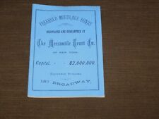 VINTAGE 1875 FREEHOLD MORTGAGE BOND MERCANTILE TRUST CO NY BOOKLET picture
