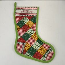 Vintage Handmade Christmas Stocking Quilted Flower Power Retro MCM Patchwork picture