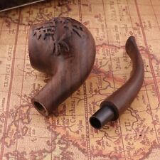 1pc Full Solid Wood Polished Sandalwood Tobacco Pipe Ebony Filter picture