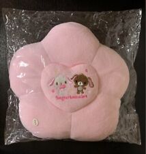 Sanrio Sugar bunnies Shirousa Kurousa Cushion Flower Pink 33cm 2010 Rare Mint picture
