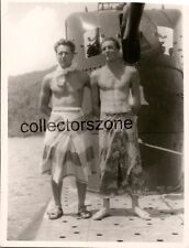 1950's Royal Navy Submariners On Deck Malaysia In Sarongs Photo 4 x 3 inch picture