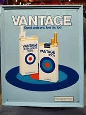 1982 Vintage Vantage Ultra Lights 100s Cigarette Sign Metal Tin Advertising 21.5 picture
