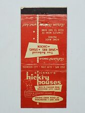 Stickney's Hickry Houses Redwood City CA Vintage Matchbook Cover BBQ Ribs Food picture